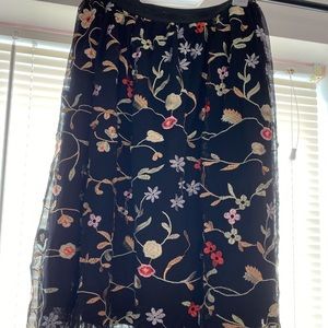 Floral Embroidered Tulle Skirt
